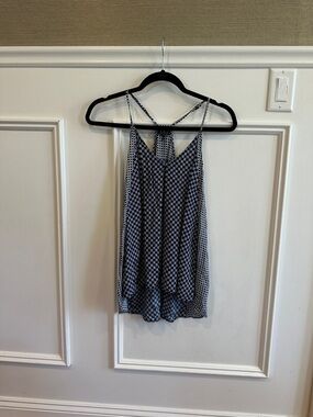 Women's Navy and White Geometric Print Spaghetti Strap Tank Top